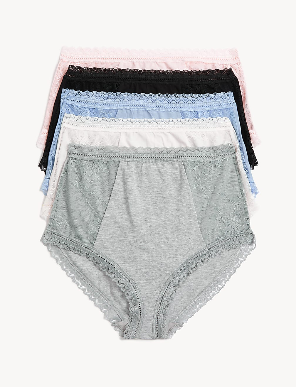 Buy 5pk Cotton Modal Blend & Lace Full Briefs at Marks & Spencer