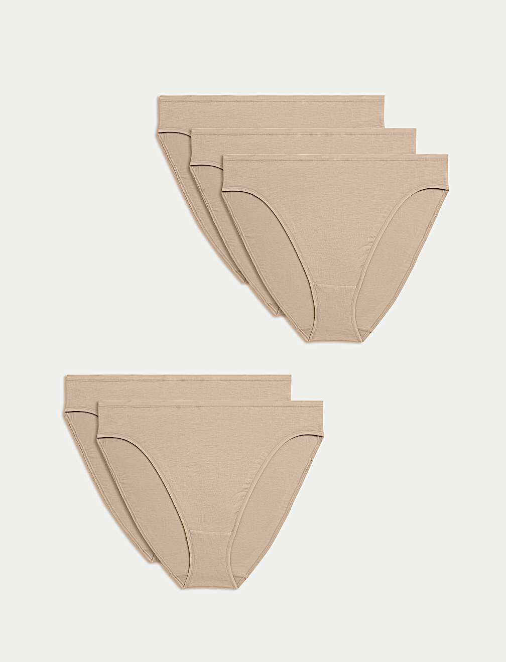 5pk Cotton Modal High Waisted High Leg Knickers