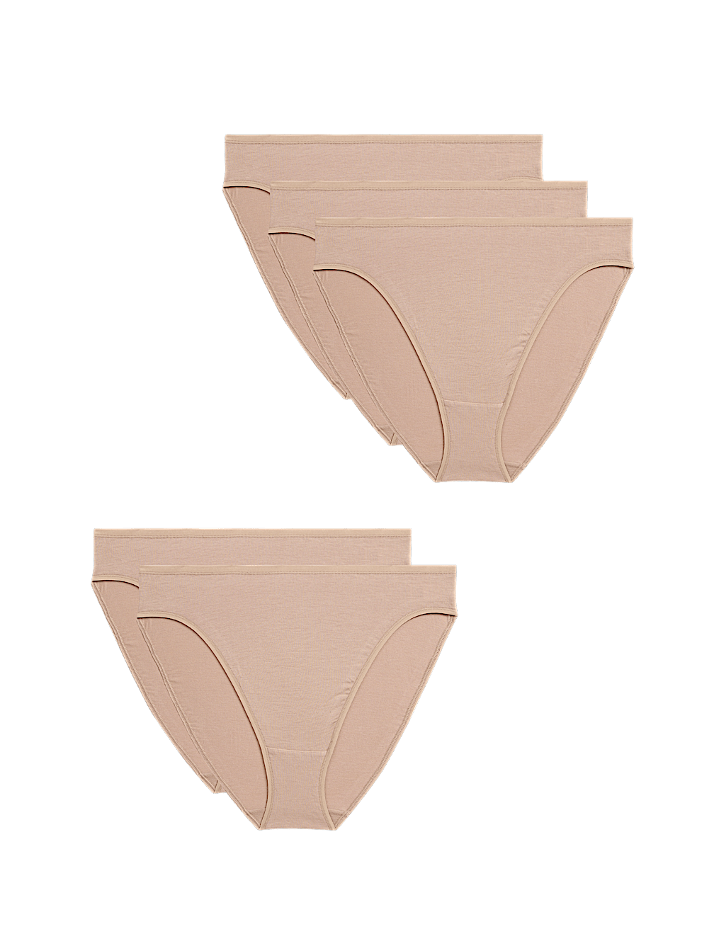 5pk Cotton Modal High Waisted High Leg Knickers