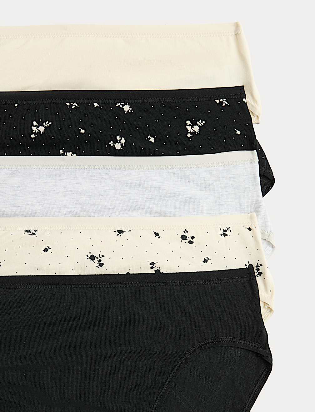 5pk Cotton Modal High Waisted High Leg Knickers