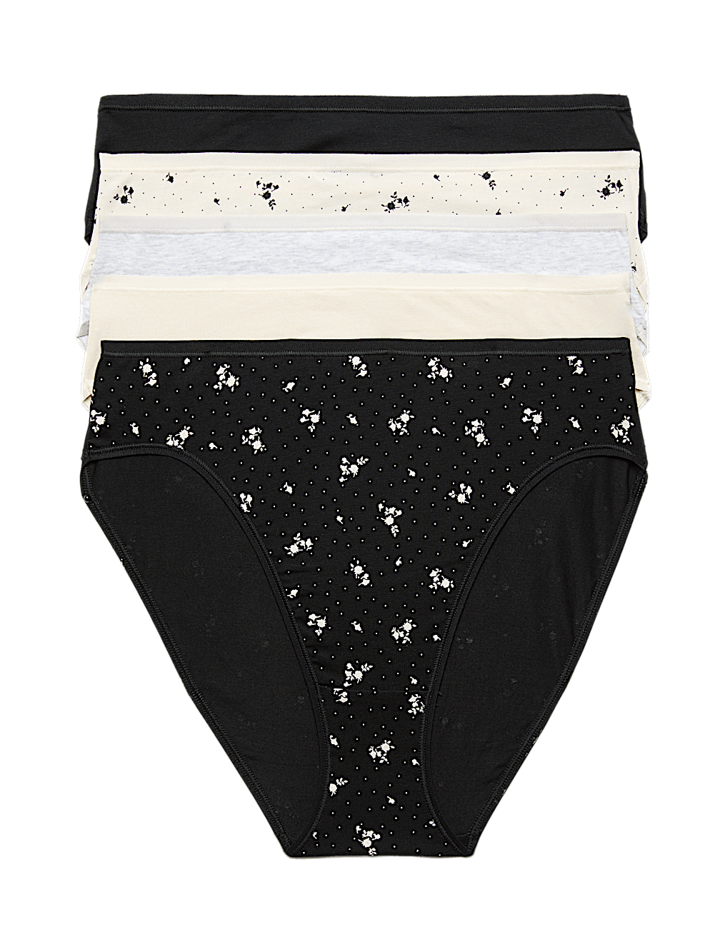 5pk Cotton Modal High Waisted High Leg Knickers