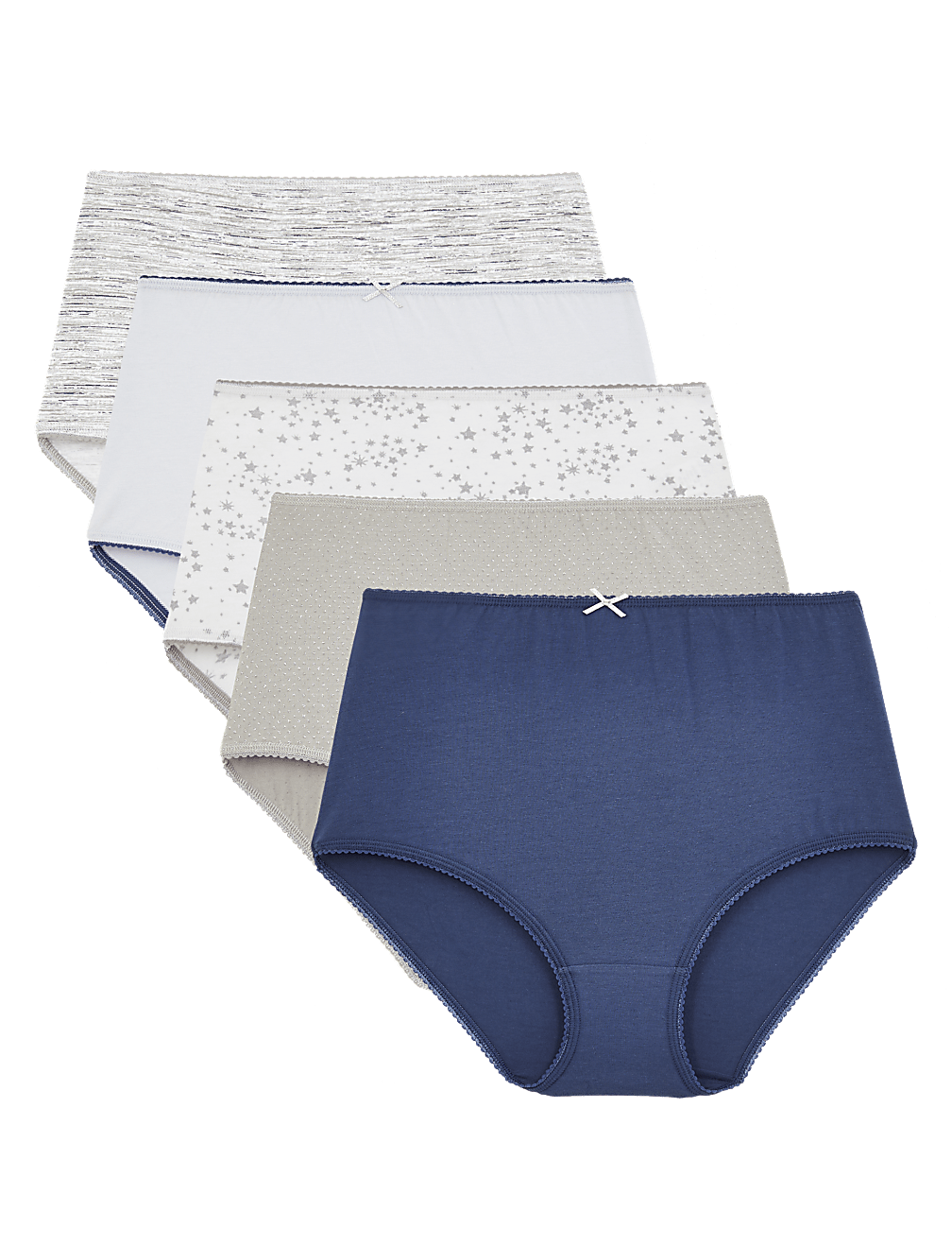 5 Pack Star Print Full Briefs