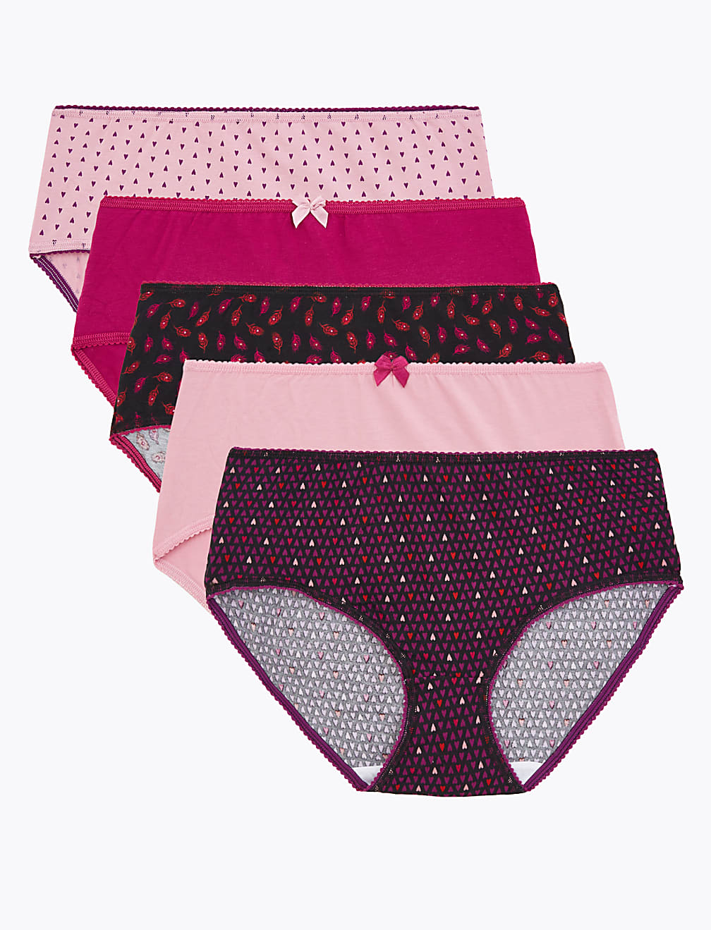 5 Pack Printed Midi Briefs