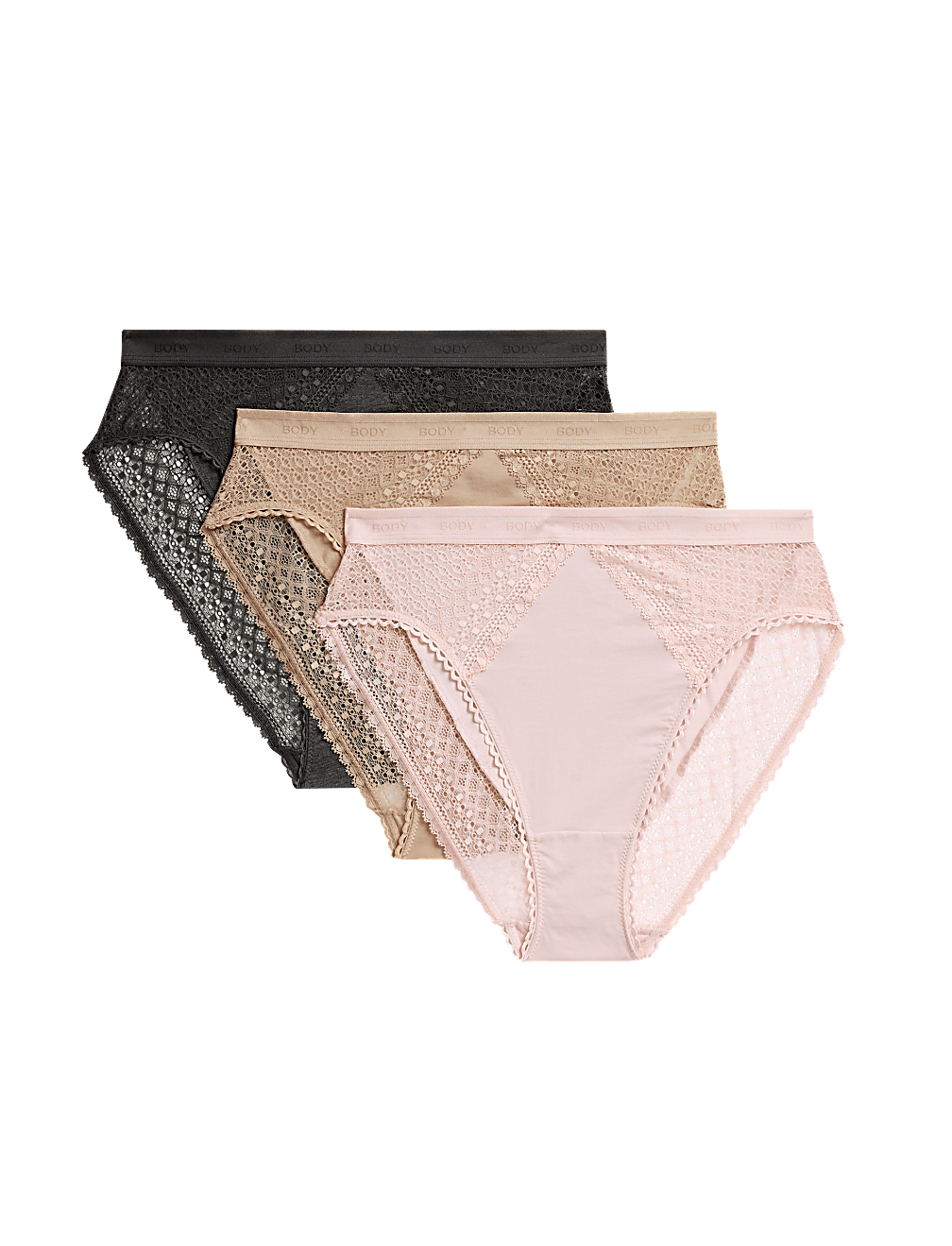 3pk Cotton High Waisted High Leg Knickers