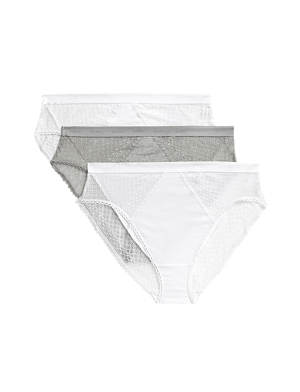 3pk Cotton High Waisted High Leg Knickers