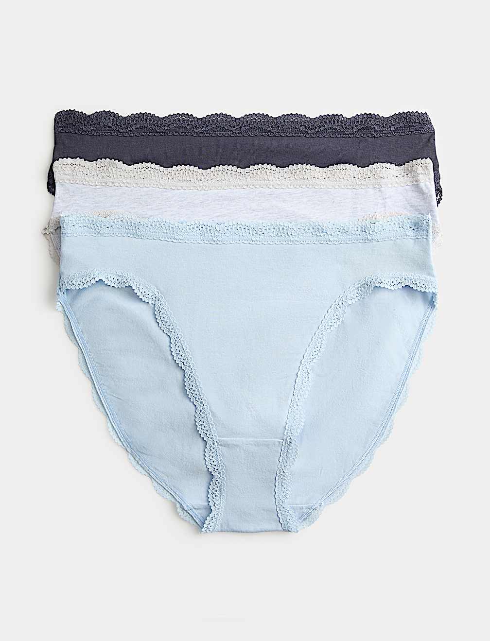 3pk Cotton Rich High Leg Knickers