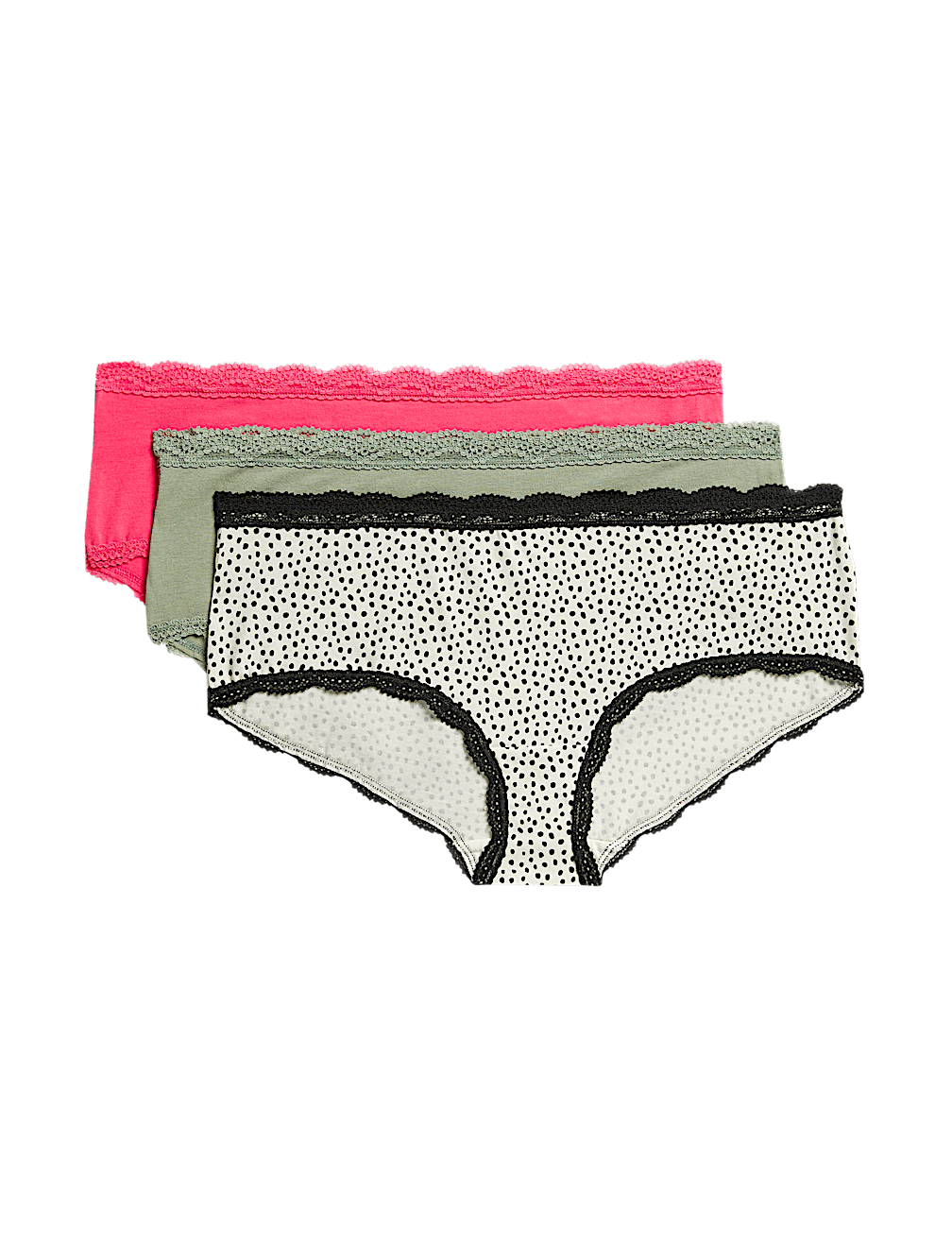 3pk Cotton Rich Lace Shorts