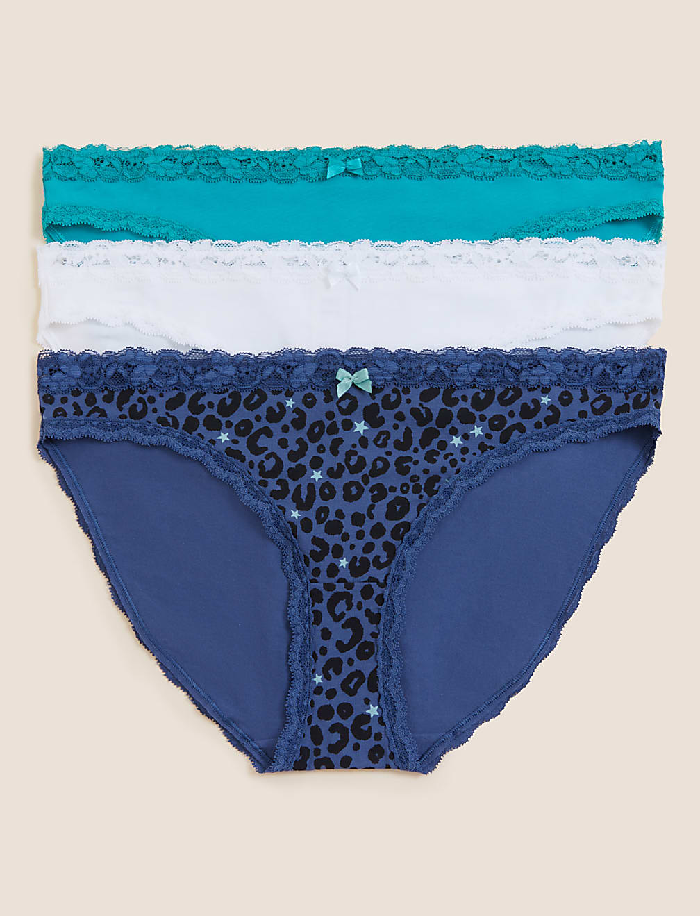 3pk Cotton Rich Printed Bikini Knickers