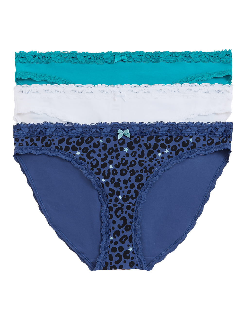 3pk Cotton Rich Printed Bikini Knickers