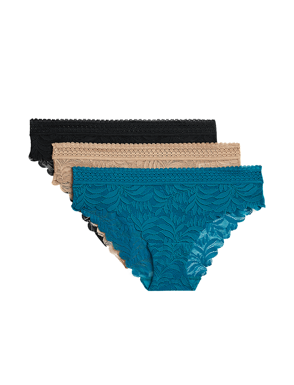 3pk Flexifit™ Lace Brazilian Knickers