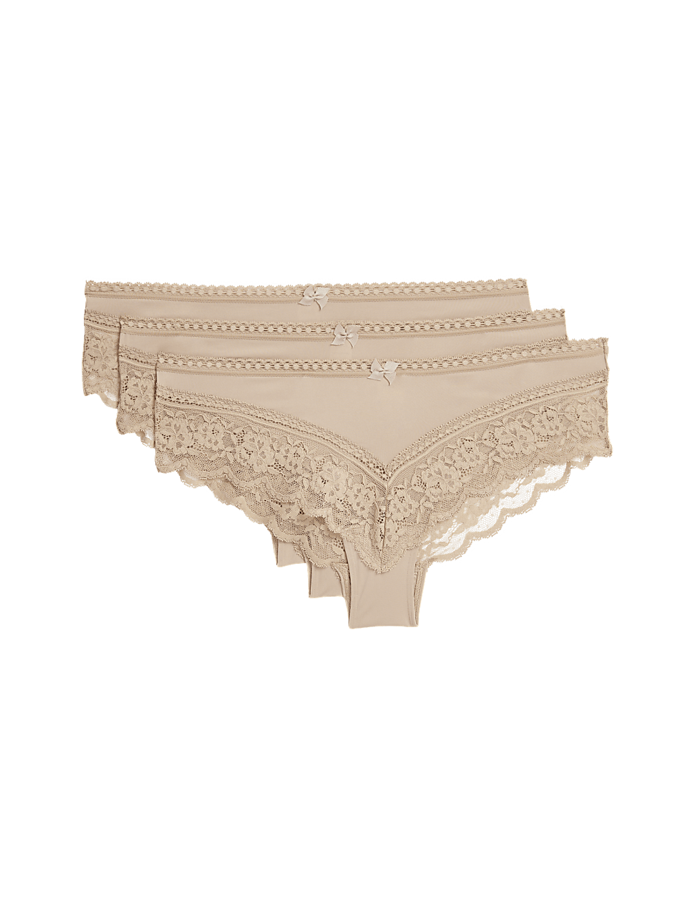 3pk Lace Trim Brazilian Knickers