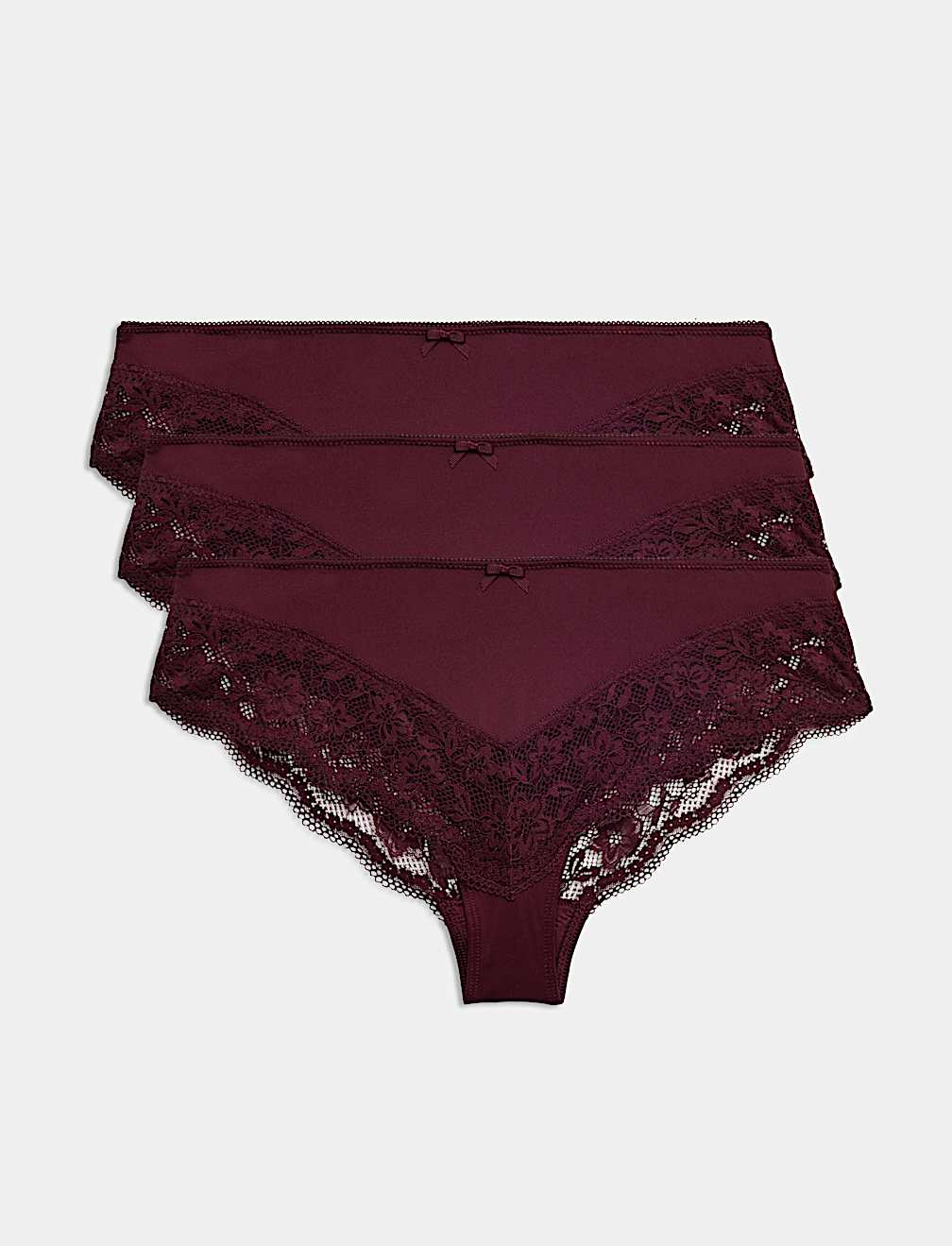 3 Pack Jasmine Lace Trim Brazilian Knickers
