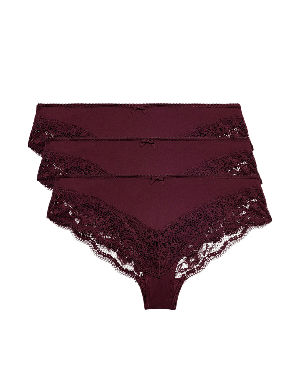 3 Pack Jasmine Lace Trim Brazilian Knickers