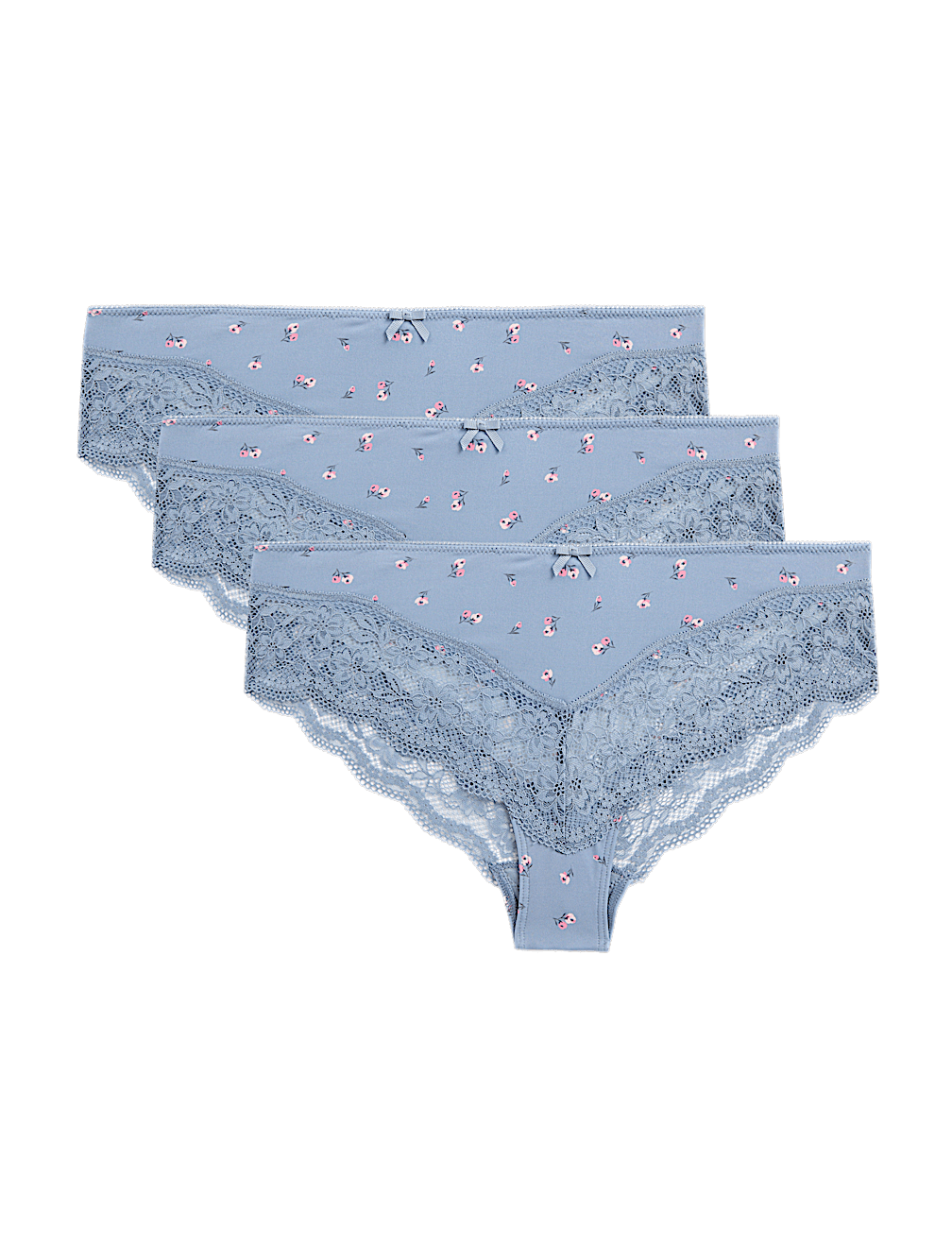 3pk Lace Trim Brazilian Knickers