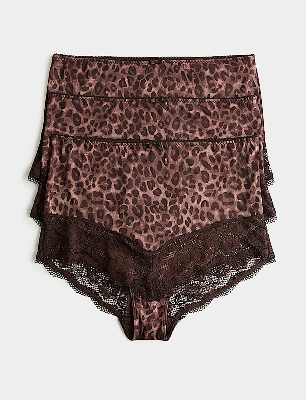 3pk Leopard Print Lace Trim Full Briefs