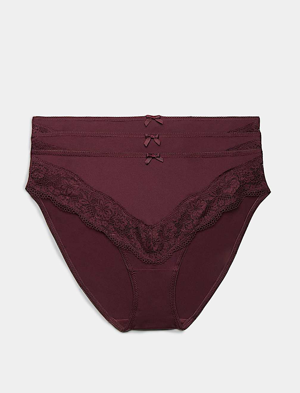3 Pack Jasmine Lace Trim High Leg Knickers