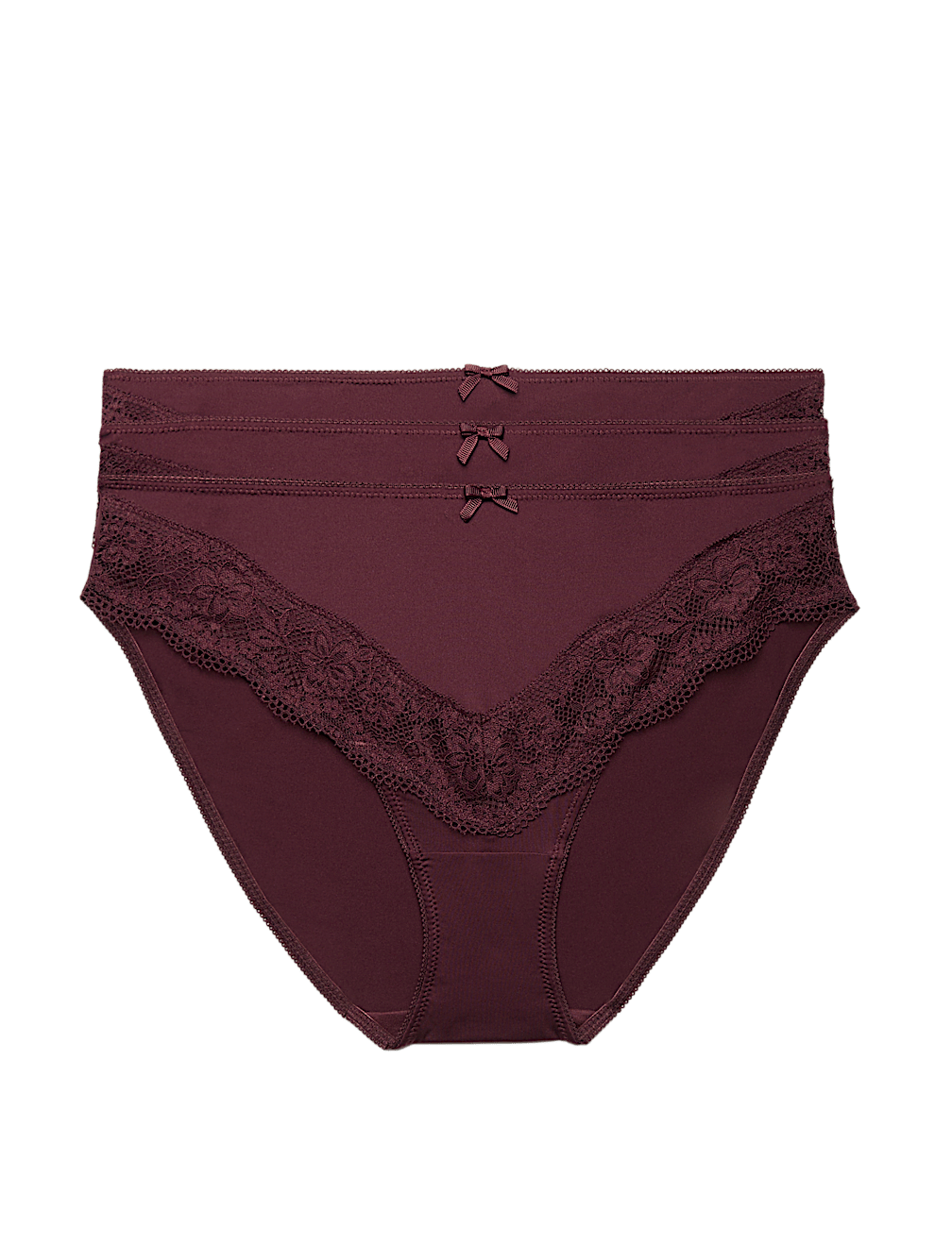 3 Pack Jasmine Lace Trim High Leg Knickers