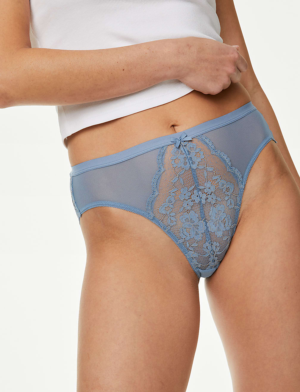 3pk Lace High Waisted High Leg Knickers