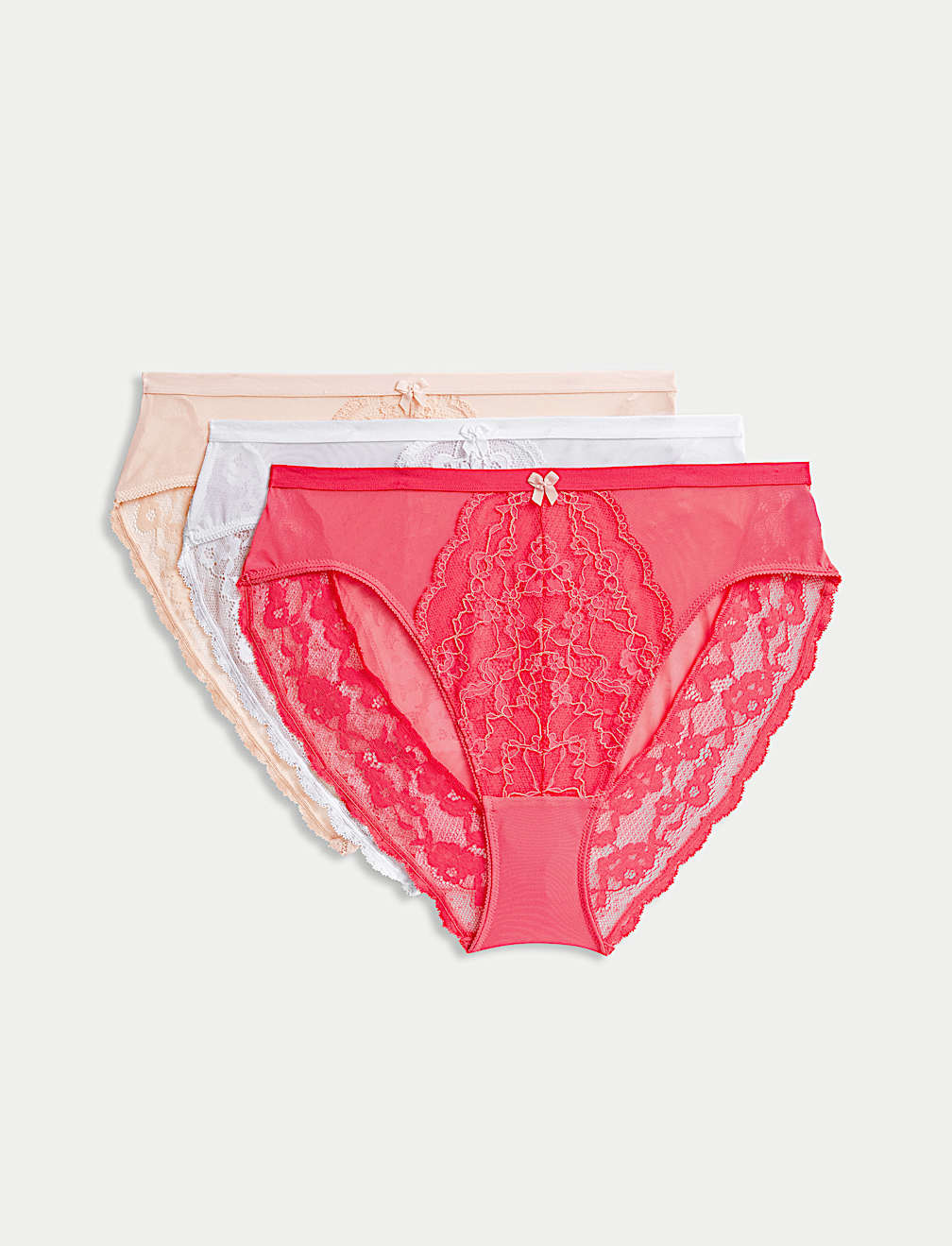 3pk Lace High Waisted High Leg Knickers