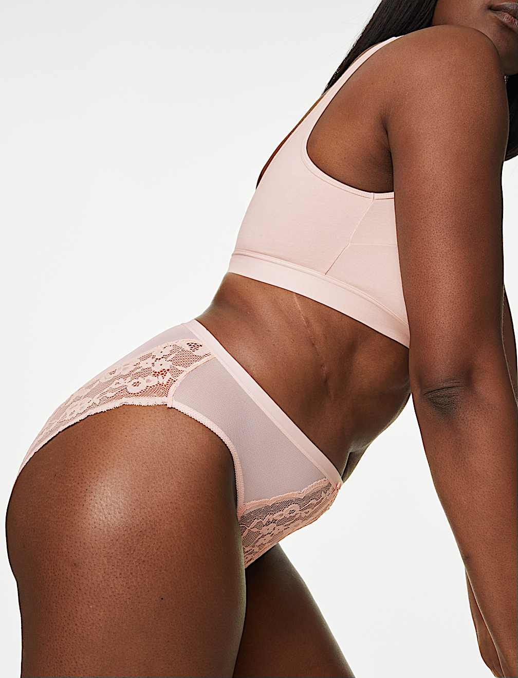 3pk Lace High Waisted High Leg Knickers
