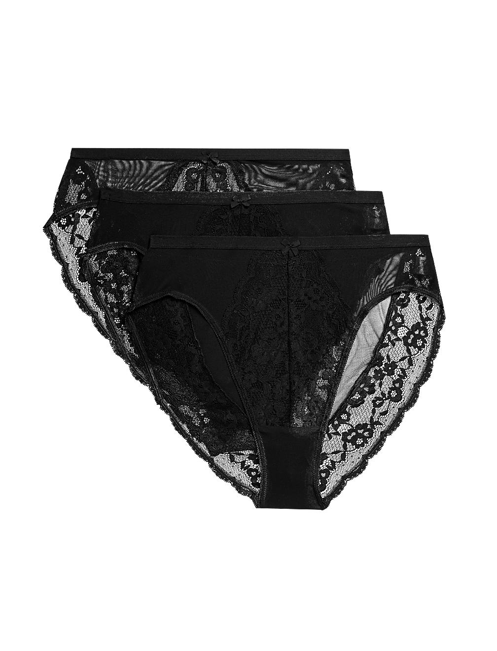 3pk Lace High Waisted High Leg Knickers