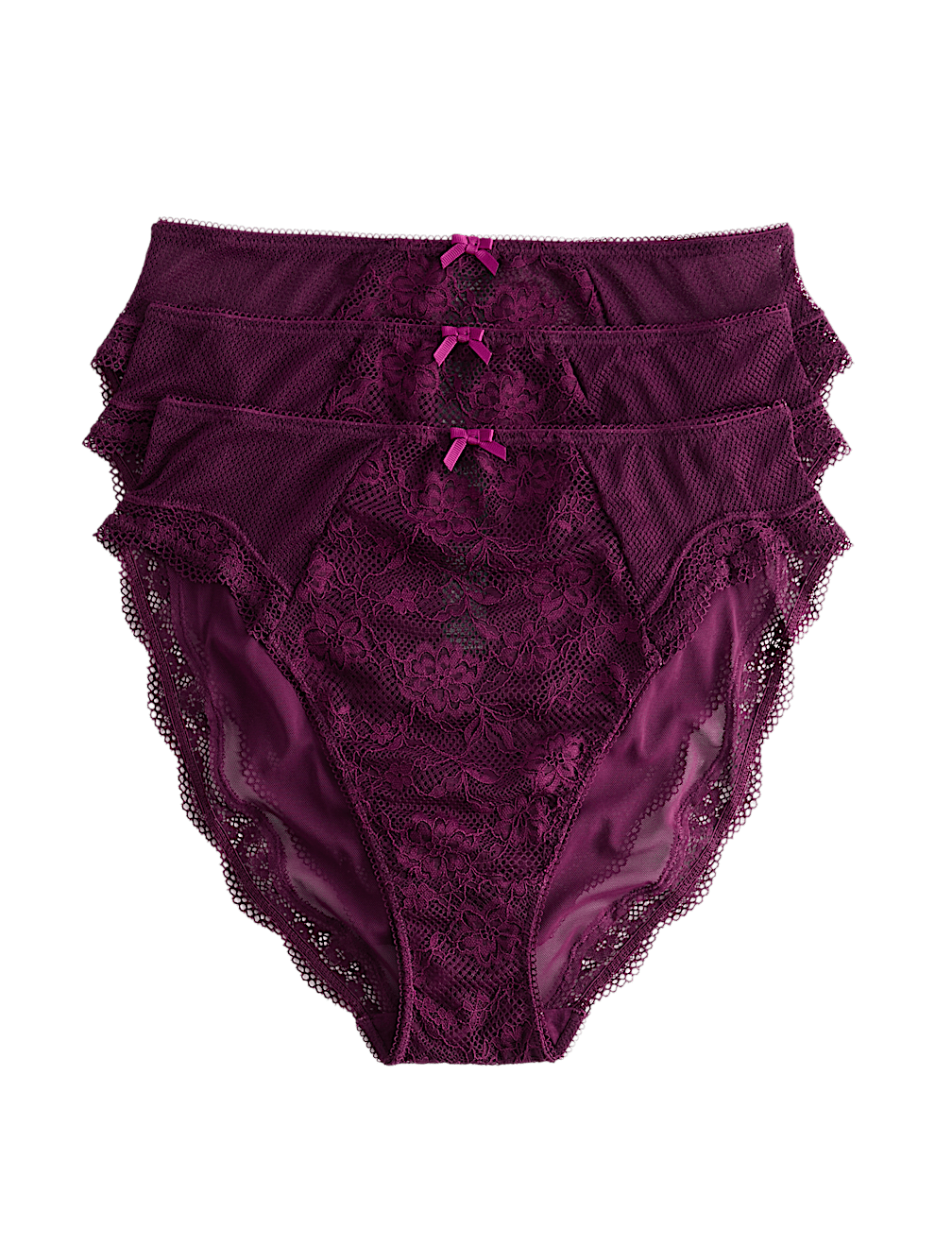 3pk Jasmine Lace High Waisted High Leg Knickers