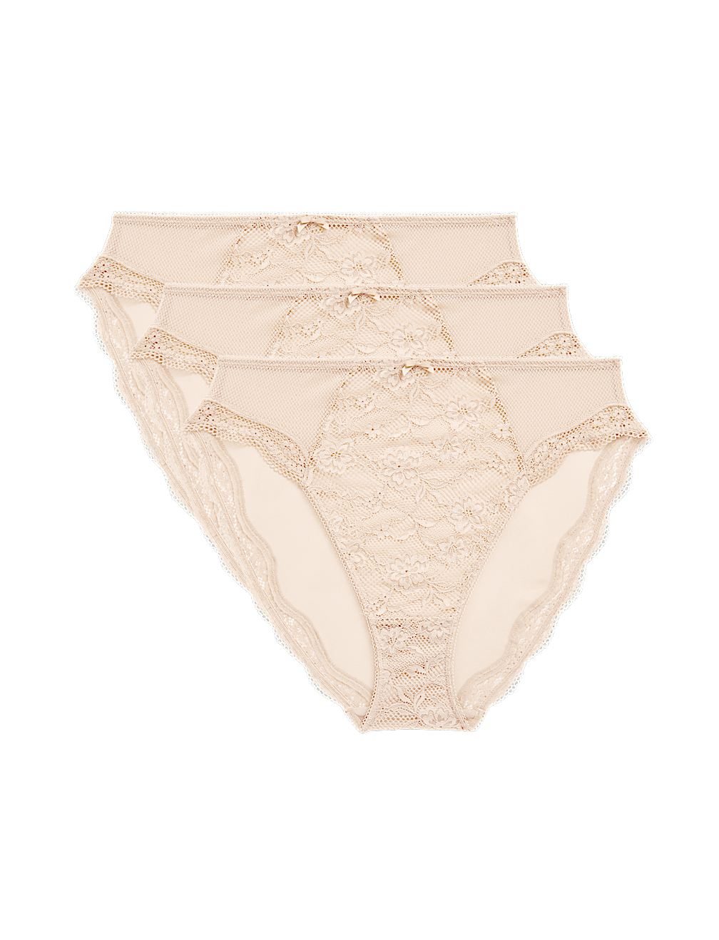 3pk Jasmine Lace High Waisted High Leg Knickers
