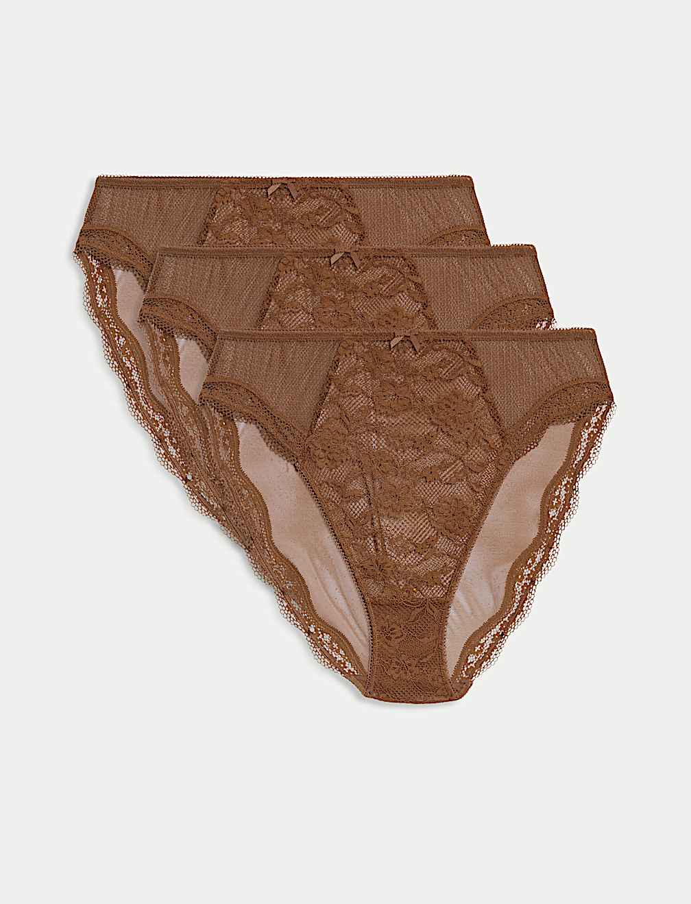 3pk Jasmine Lace High Waisted High Leg Knickers