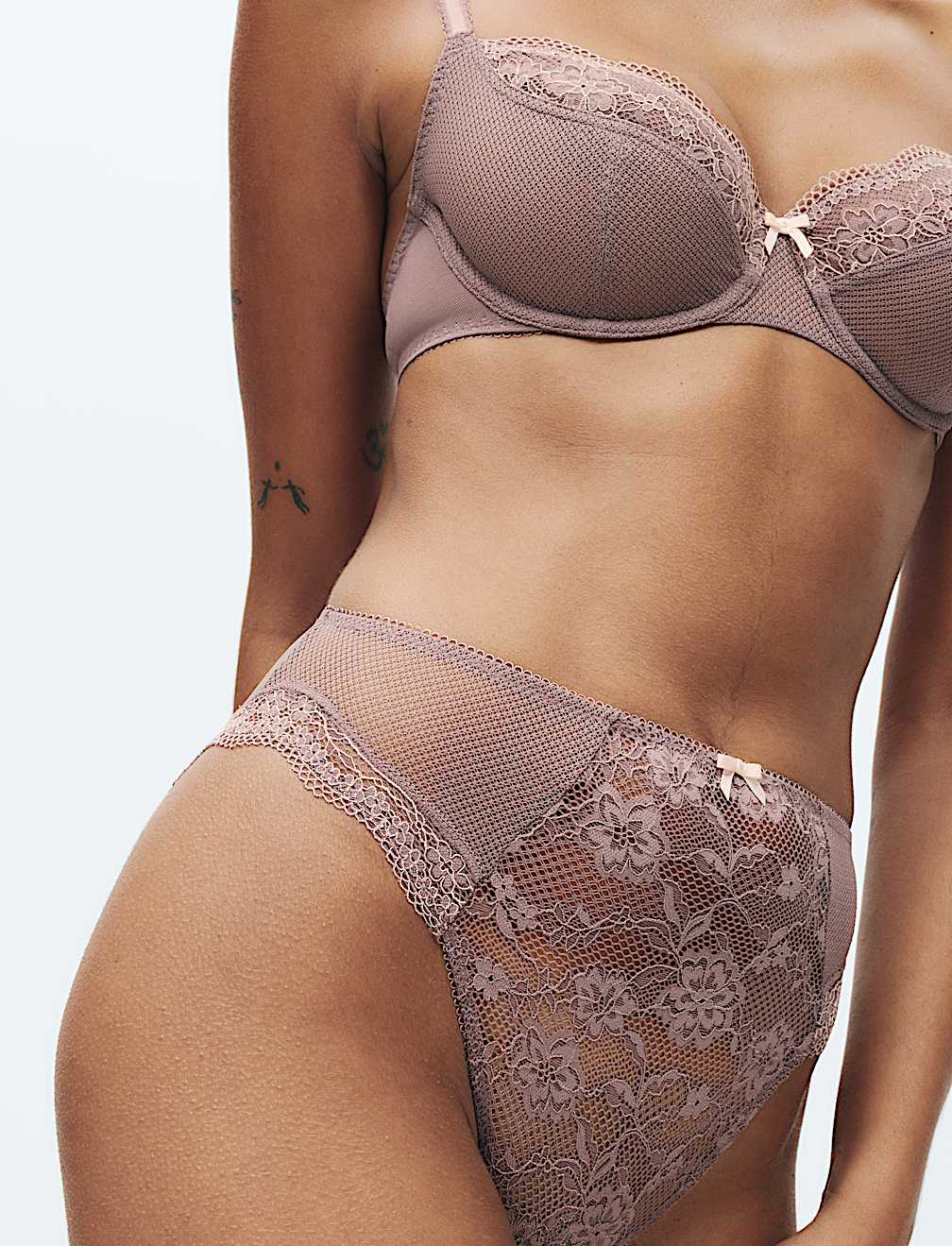3pk Jasmine Lace High Waisted High Leg Knickers