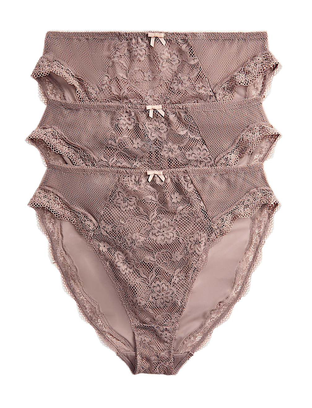 3pk Jasmine Lace High Waisted High Leg Knickers