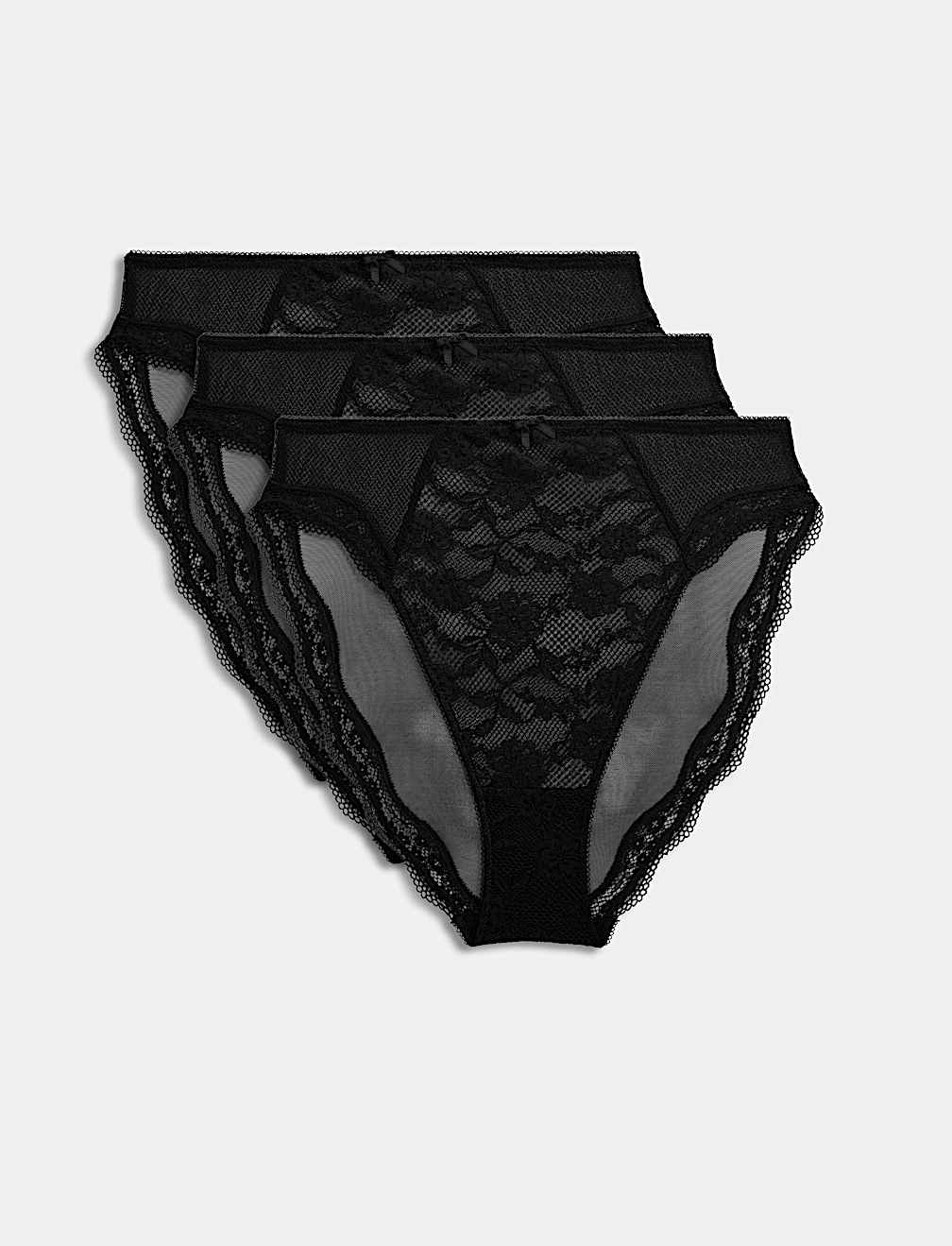 3pk Jasmine Lace High Waisted High Leg Knickers