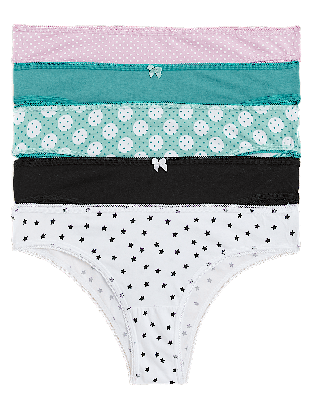 5pk Cotton Rich Printed Brazilian Knickers