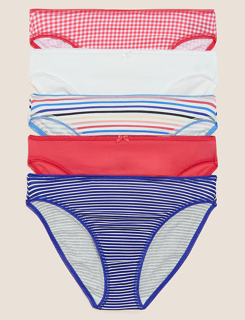 5pk Cotton Rich High Leg Knickers