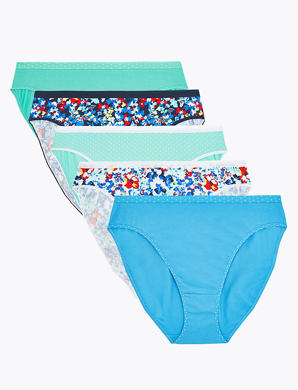 5pk Floral Print Cotton Lycra® Knickers