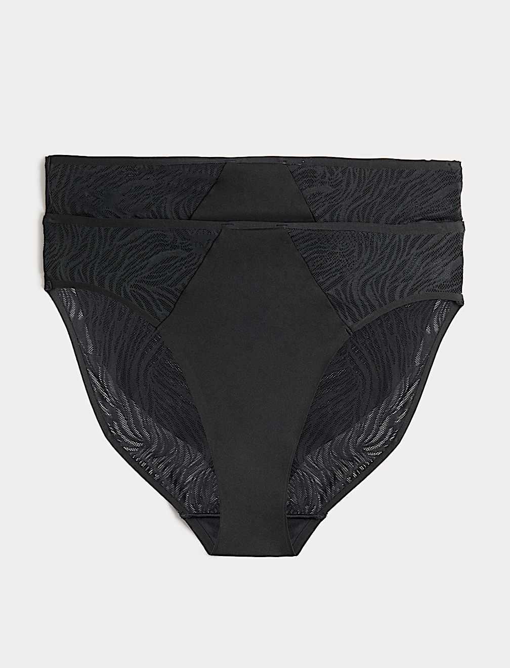 2 Pack Body Lace High Leg Knickers