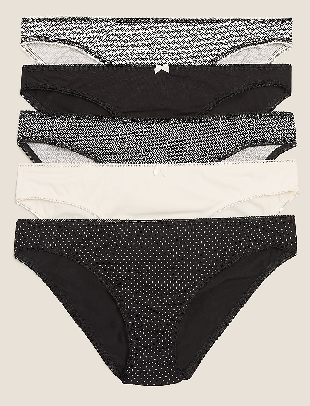 5pk Cotton Lycra® Bikini Knickers