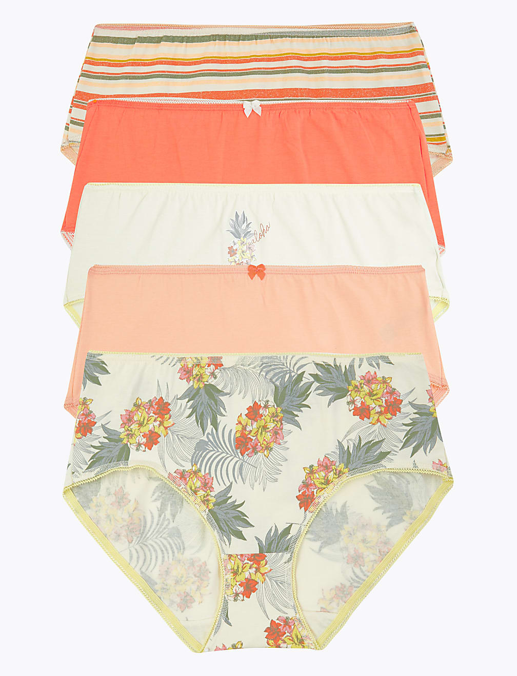 5pk Cotton Lycra® Midi Knickers