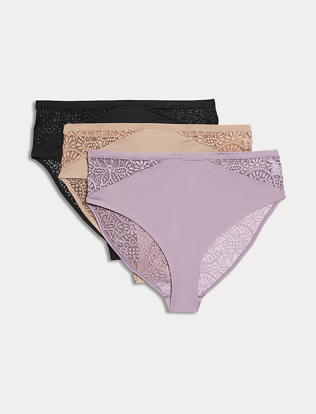 3pk Body Soft™ High Waisted Brazilian Knickers