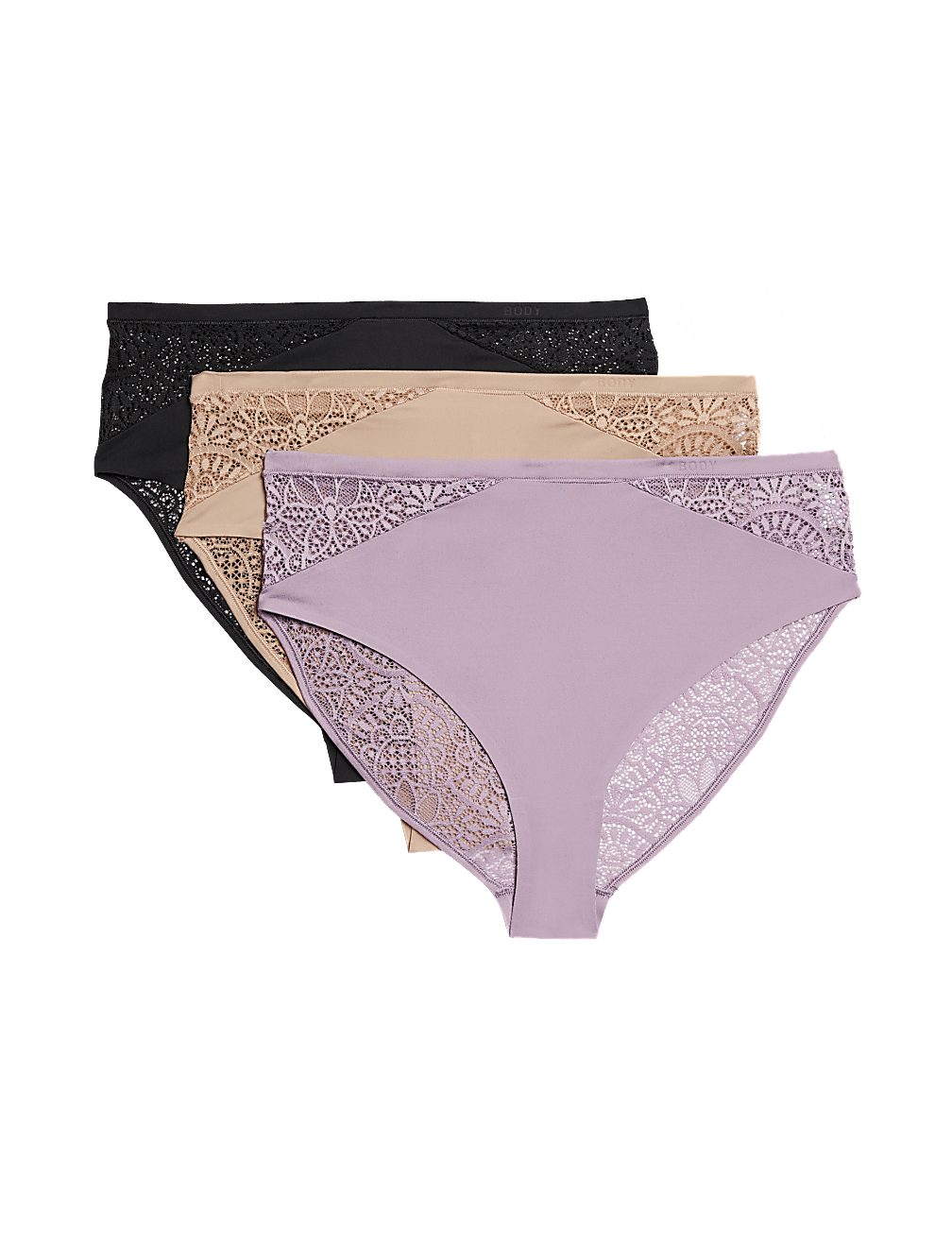 3pk Body Soft™ High Waisted Brazilian Knickers