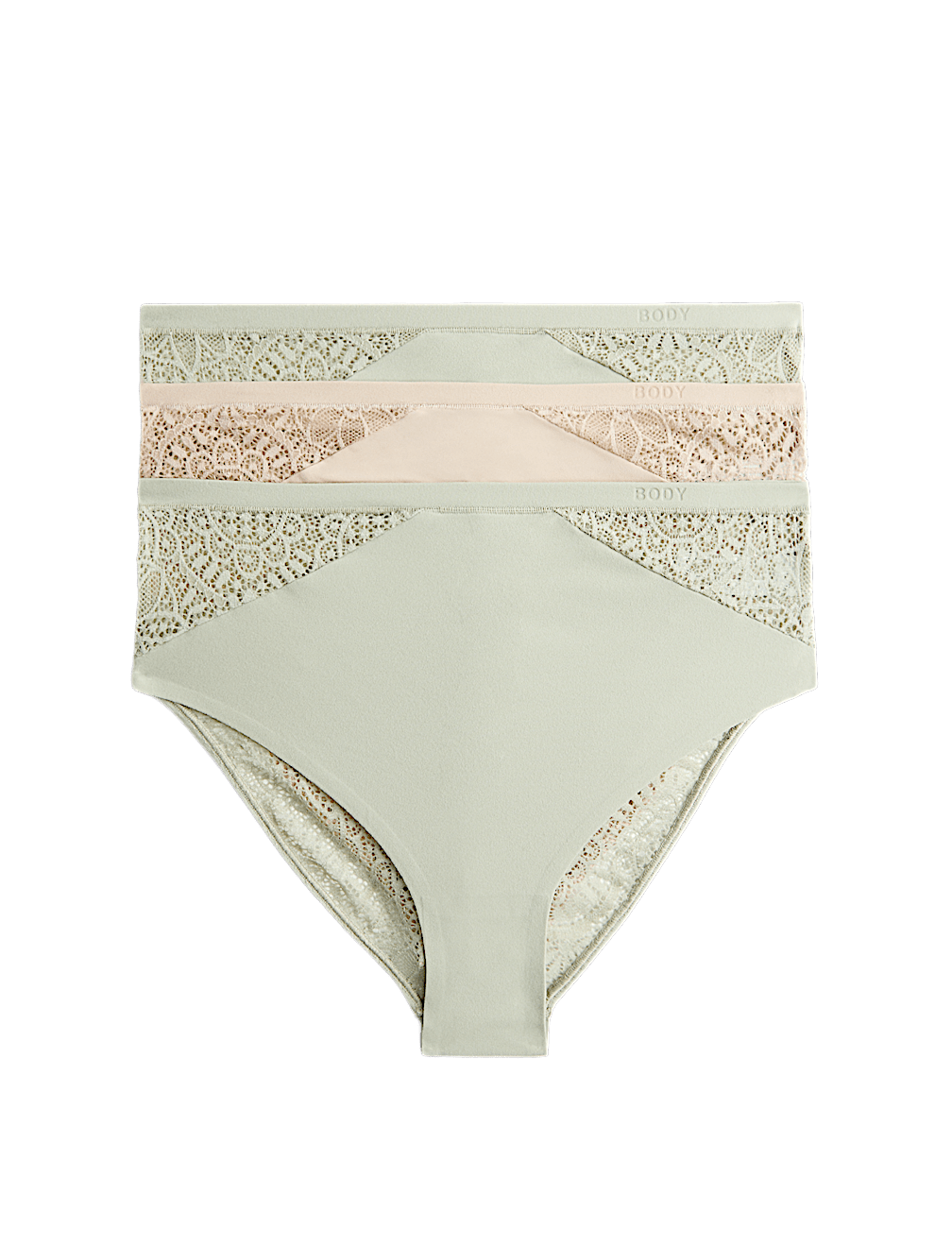 3pk Body Soft&trade; High Waisted Brazilian Knickers