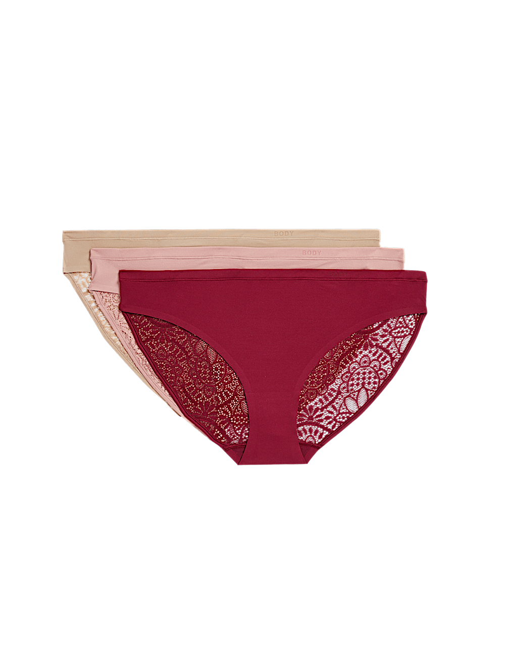 3pk Body Soft&trade; Lace Bikini Knickers