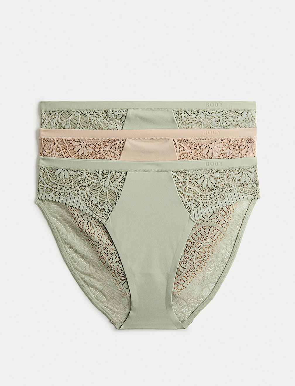 3pk Body Soft&trade; High Leg Knickers