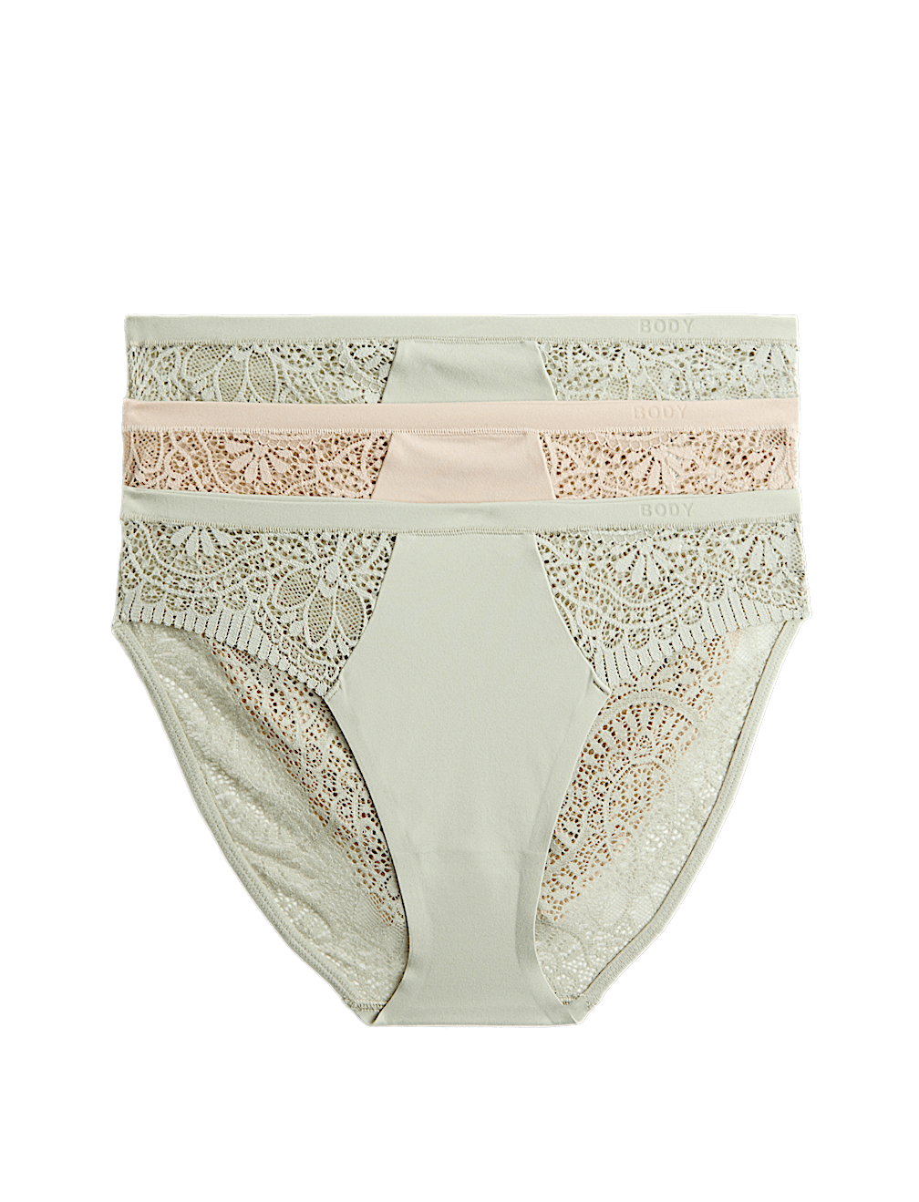 3pk Body Soft&trade; High Leg Knickers