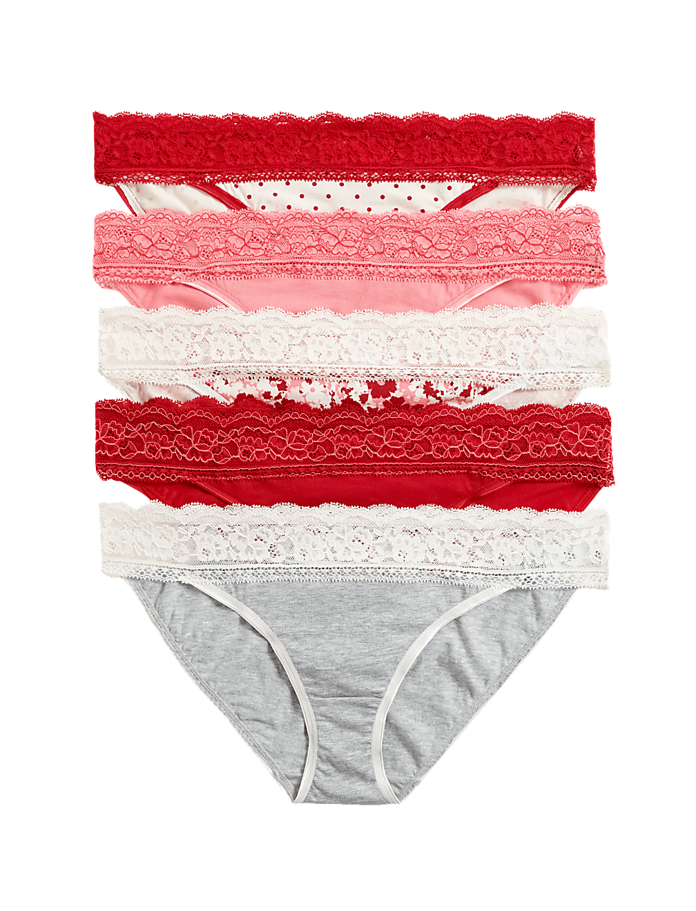 Pack of 5 Printed Lace Trim Knickers