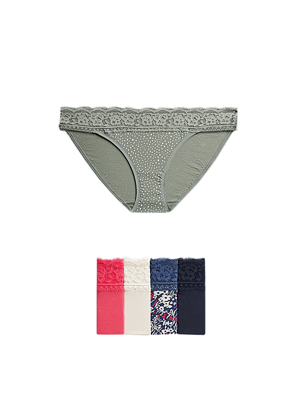 Pack of 5 Printed Lace Trim Knickers