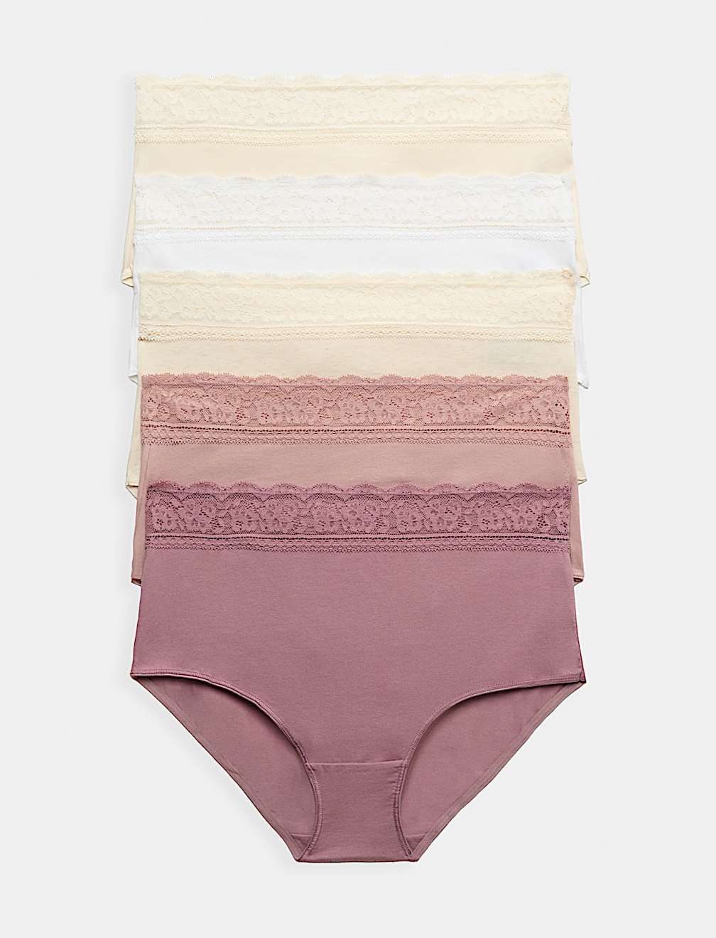 5pk Cotton Lycra&reg; & Lace Full Briefs
