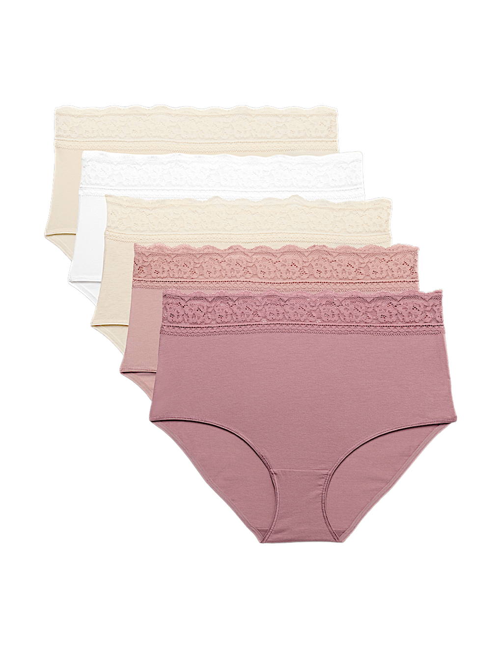 5pk Cotton Lycra&reg; & Lace Full Briefs