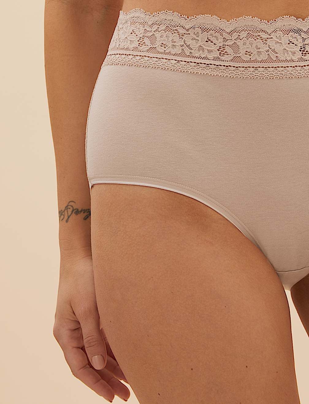 5pk Cotton Lycra® & Lace Full Briefs