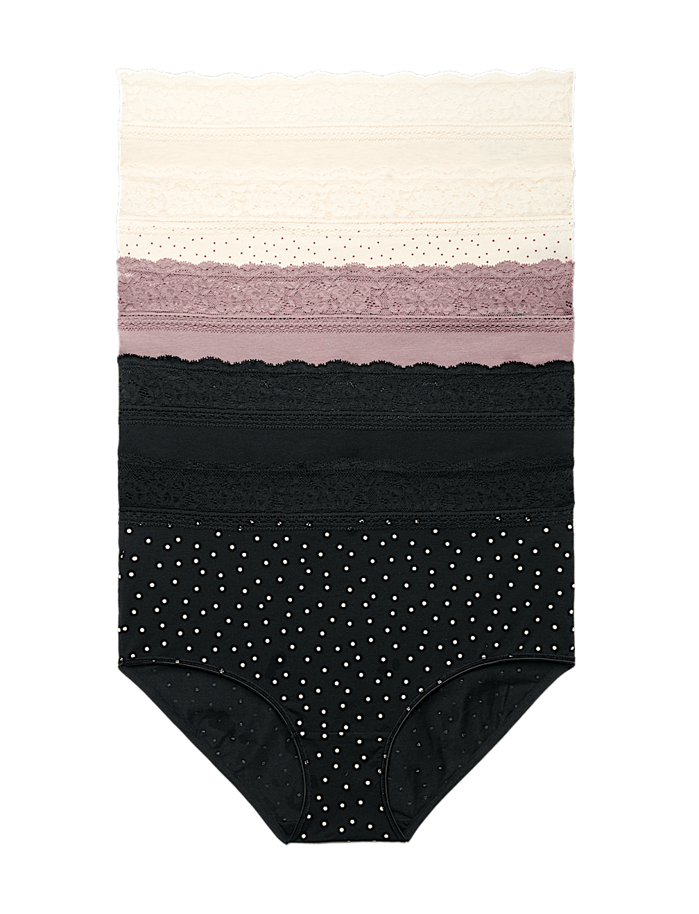 5pk Cotton Lycra&reg; & Lace Full Briefs