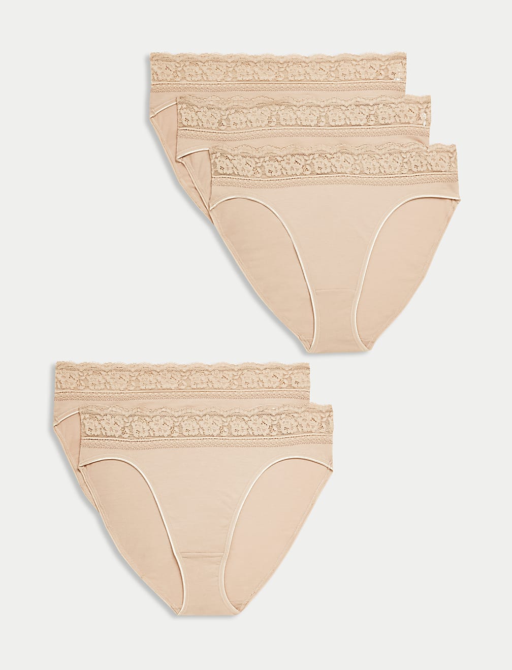 5pk Cotton Lycra® & Lace Knickers